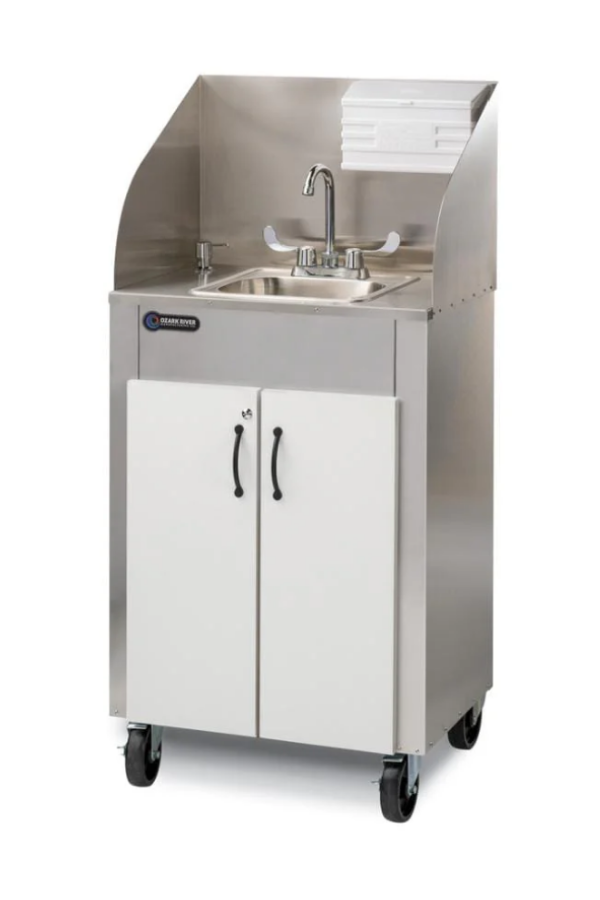 Portable Sink w/ Hot Water Heater & Backsplash - Stainless Steel
