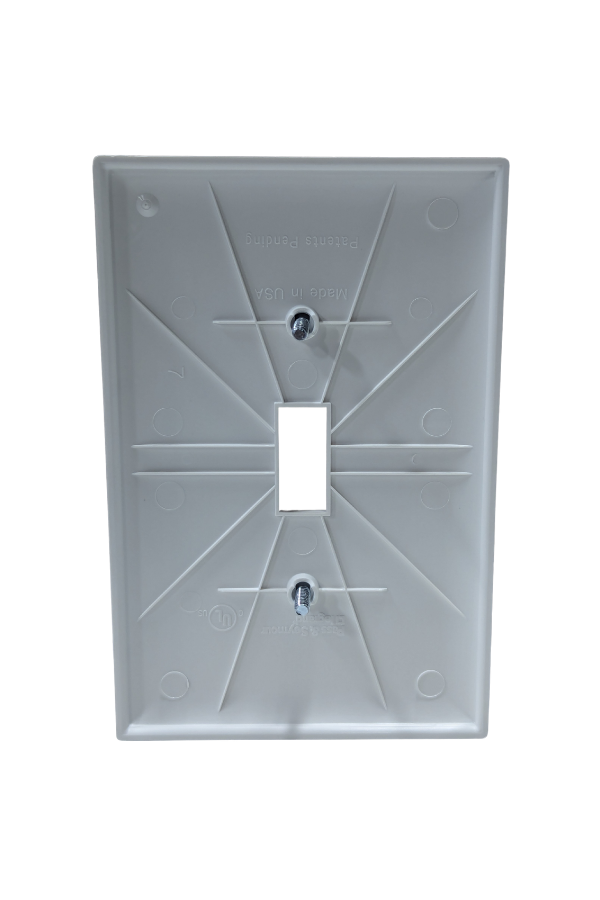 Receptacle Cover - Plastic - 1 Gang - Single Toggle Switch - White - Jumbo