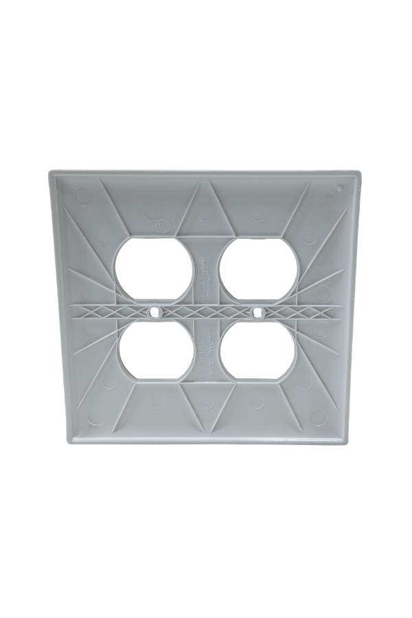 Receptacle Cover - Plastic - 2 Gang - 2 Duplex Receptacle - White - Jumbo