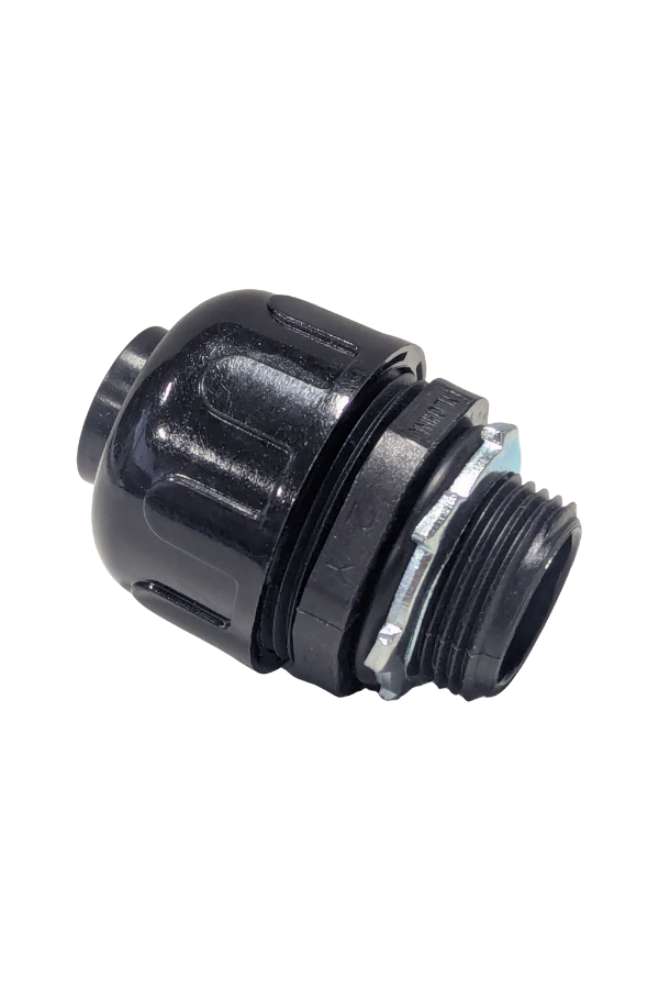 Nylon Connector - 3/4" - Straight - Liquid Tight - Black