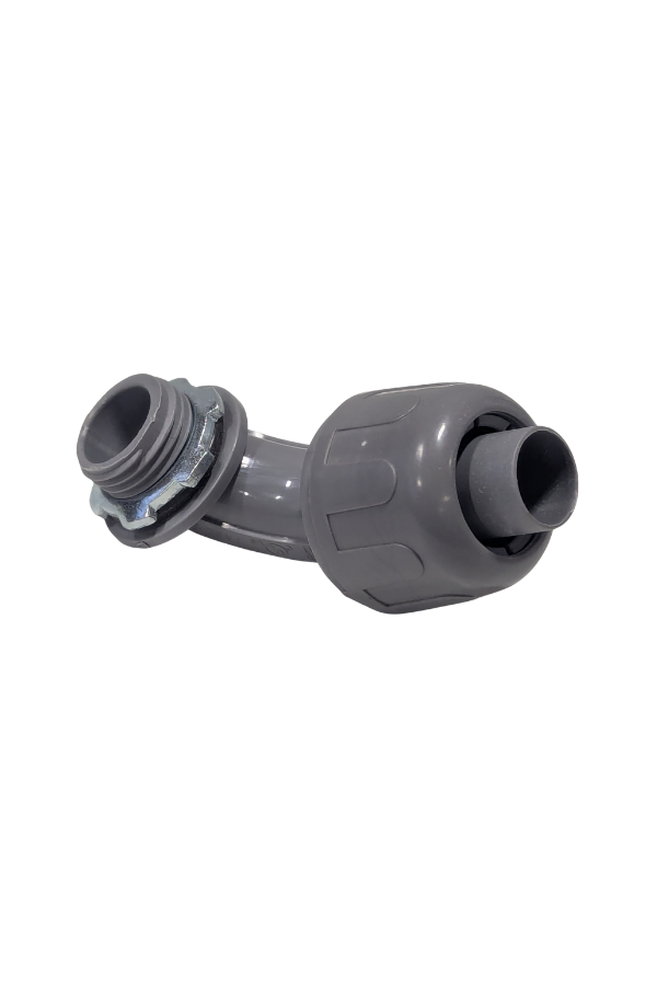 Nylon Connector - 1/2" - 90° Bend - Liquid Tight - Gray