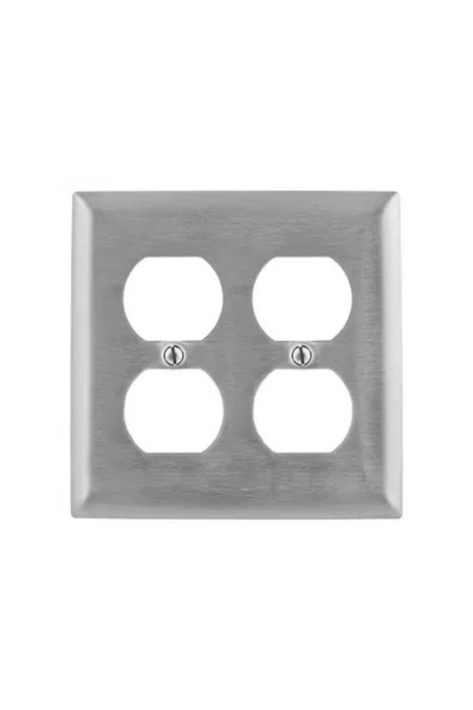 Cover - SS - 2G Duplex Receptacle - Jumbo
