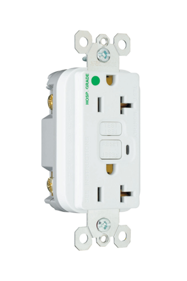 Receptacle - Hospital Grade - GFCI - 20A - 125V - White