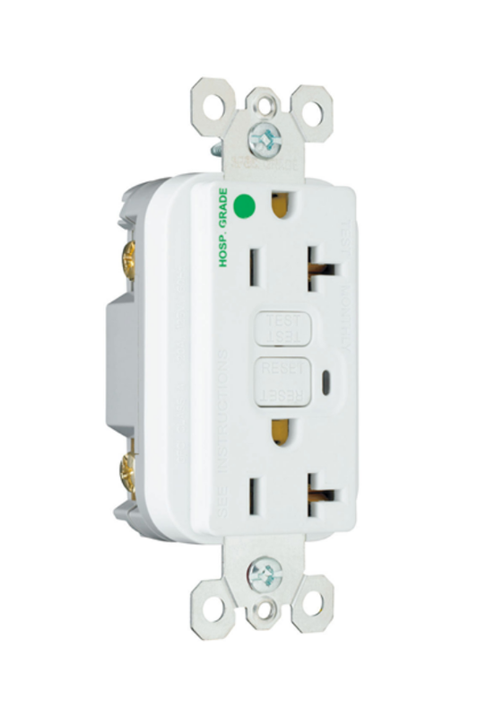 Receptacle - Hospital Grade - GFCI - 20A - 125V - White