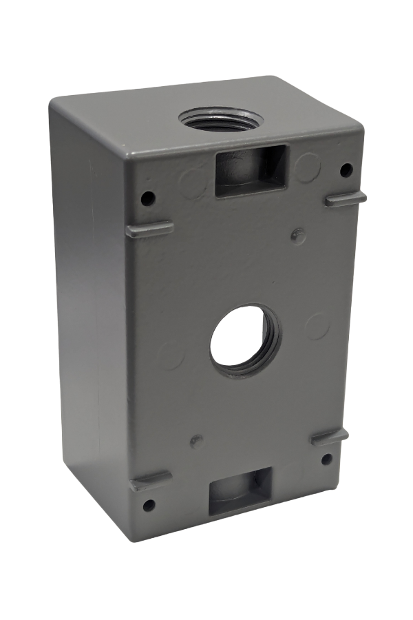 Receptacle/Power Box - 1 Gang - Weatherproof - 3-Hole - Gray