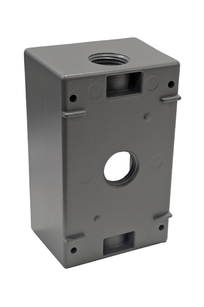 Receptacle/Power Box - 1 Gang - Weatherproof - 3-Hole - Gray