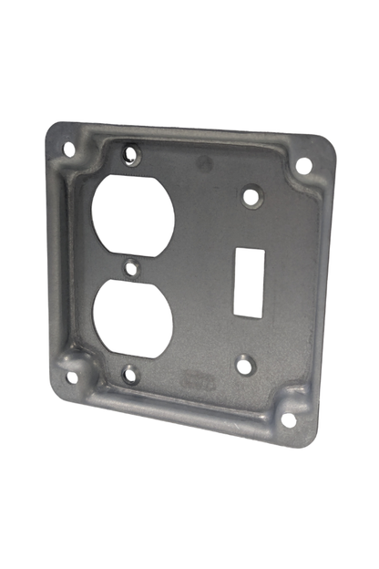 Receptacle/Switch Cover - 2 Gang - Combination Toggle/Duplex - Steel - 4"x4"