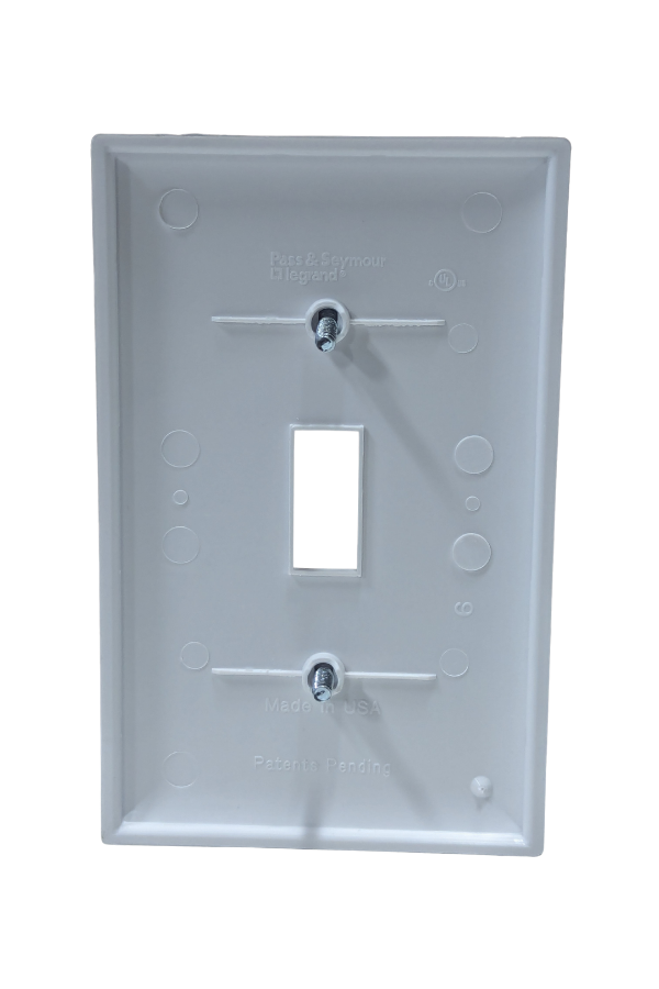 Receptacle Cover - Plastic - 1 Gang - Single Toggle Switch - White