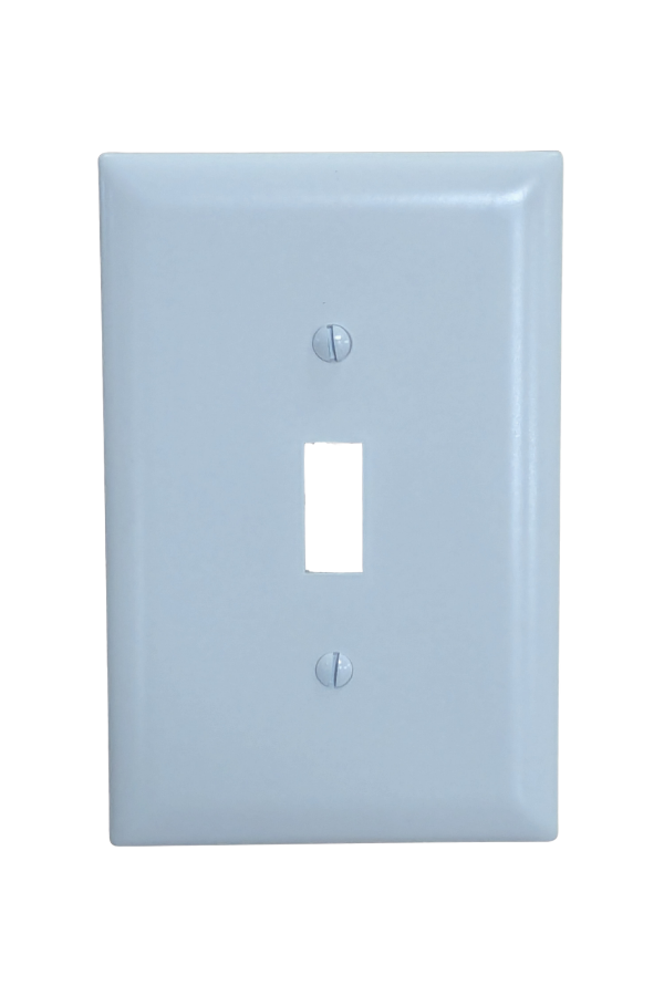 Receptacle Cover - Plastic - 1 Gang - Single Toggle Switch - White - Jumbo