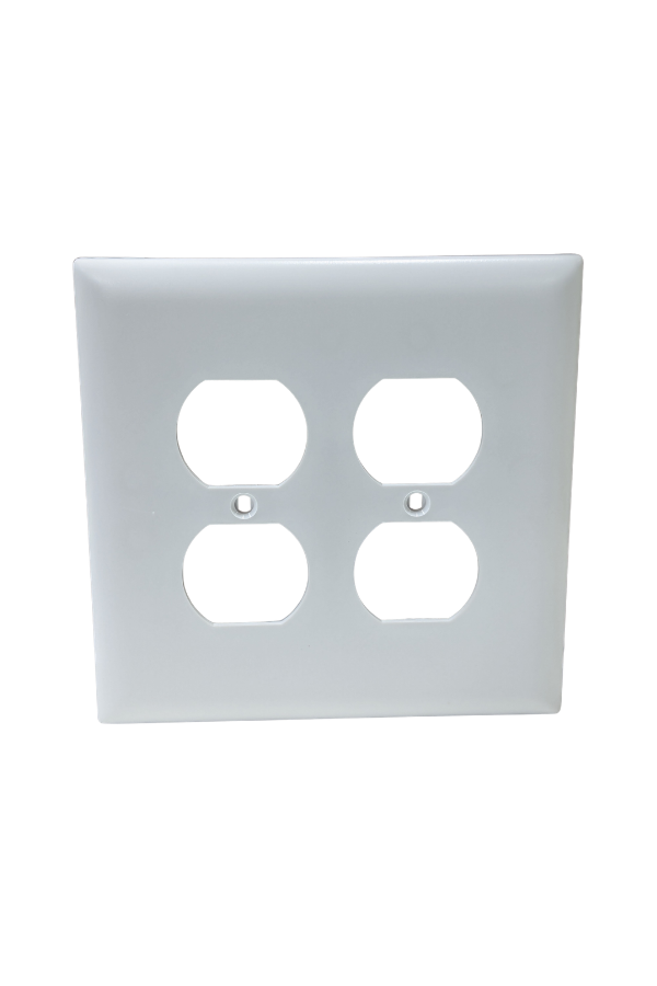 Receptacle Cover - Plastic - 2 Gang - 2 Duplex Receptacle - White - Jumbo