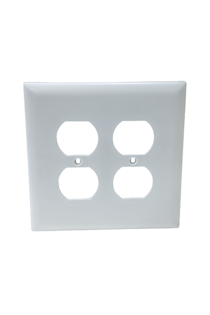 Receptacle Cover - Plastic - 2 Gang - 2 Duplex Receptacle - White - Jumbo