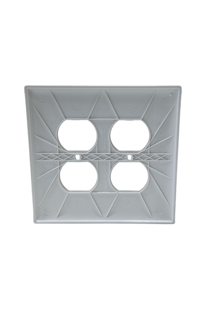 Receptacle Cover - Plastic - 2 Gang - 2 Duplex Receptacle - White - Jumbo