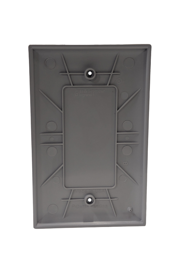 Receptacle Cover - Plastic - 1 Gang - Blank - Gray