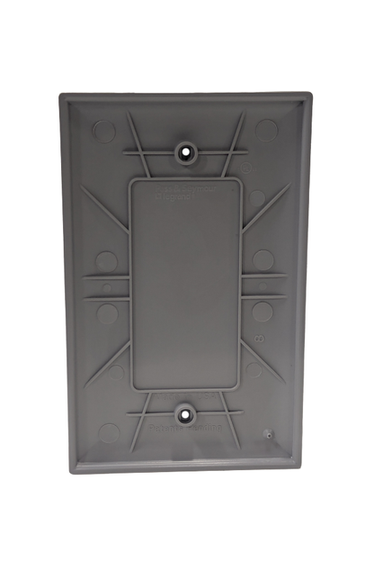 Receptacle Cover - Plastic - 1 Gang - Blank - Gray