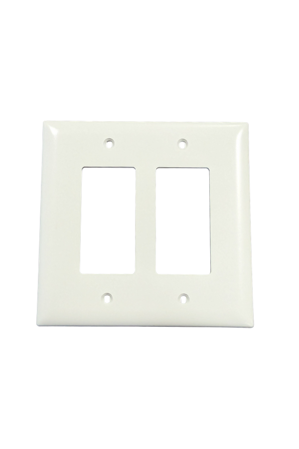 Cover - Plastic - 2 Gang - (2) GFCI / Rocker Switch - White - Jumbo