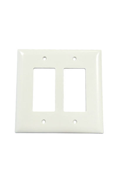 Cover - Plastic - 2 Gang - (2) GFCI / Rocker Switch - White - Jumbo