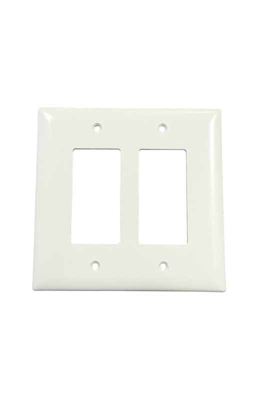 Cover - Plastic - 2 Gang - (2) GFCI / Rocker Switch - White - Jumbo
