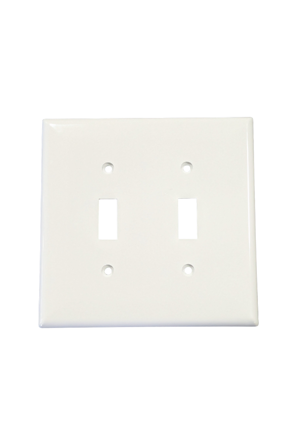 Cover - Plastic - 2 Gang - (2) Toggle Switch - White - Jumbo