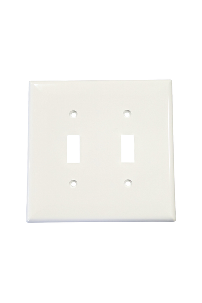 Cover - Plastic - 2 Gang - (2) Toggle Switch - White - Jumbo