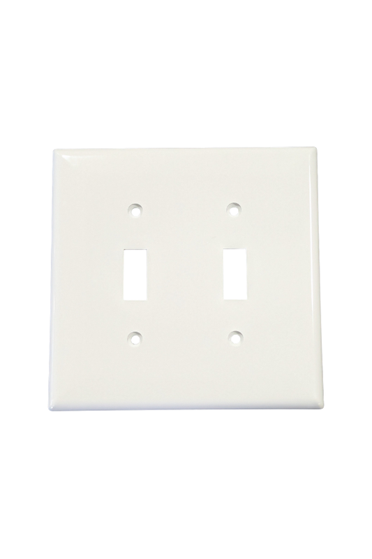 Cover - Plastic - 2 Gang - (2) Toggle Switch - White - Jumbo