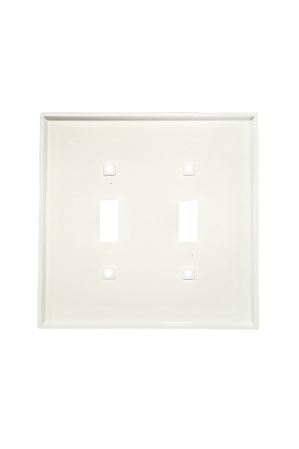 Cover - Plastic - 2 Gang - (2) Toggle Switch - White - Jumbo