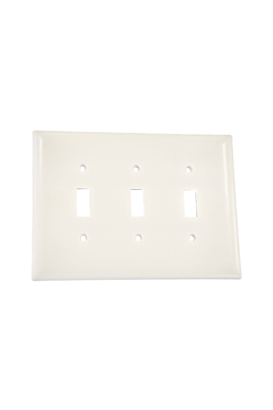 Switch Cover - Plastic - 3G - (3) Toggle Switch - White - Jumbo