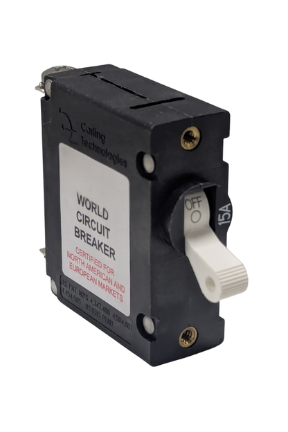 Toggle Style Circuit Breaker - 15A - 240V AC/ 65 DC - Single Pole