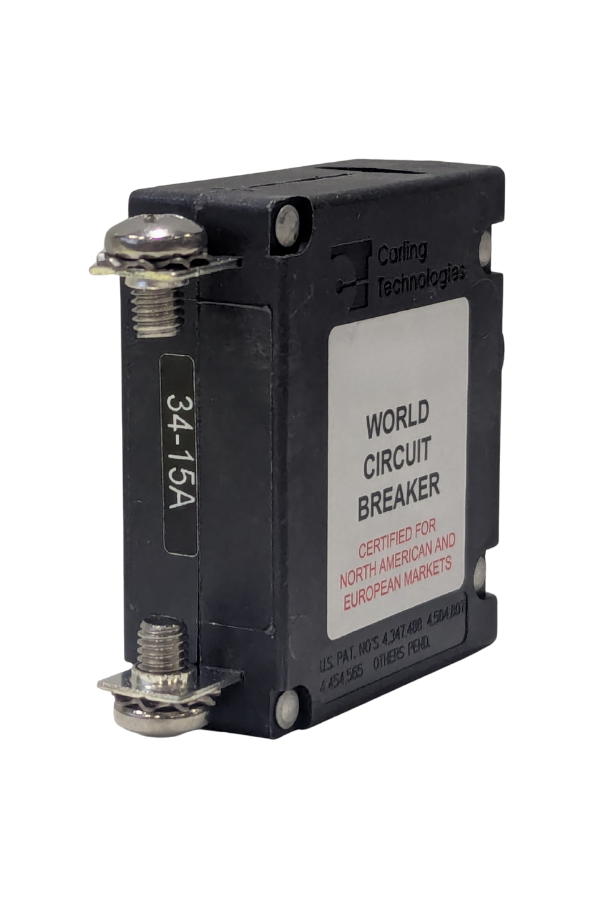Toggle Style Circuit Breaker - 15A - 240V AC/ 65 DC - Single Pole