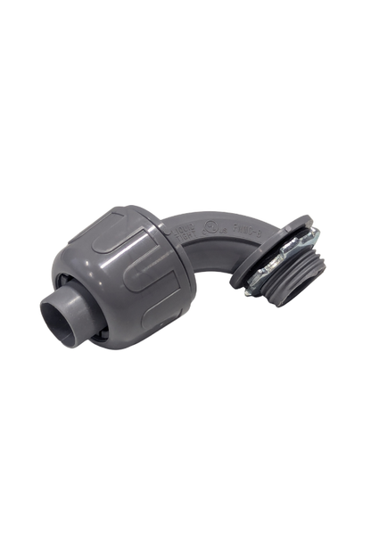 Nylon Connector - 1/2" - 90° Bend - Liquid Tight - Gray