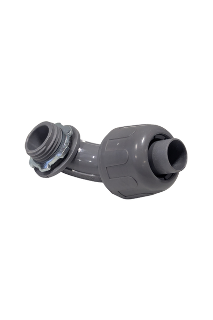 Nylon Connector - 1/2" - 90° Bend - Liquid Tight - Gray