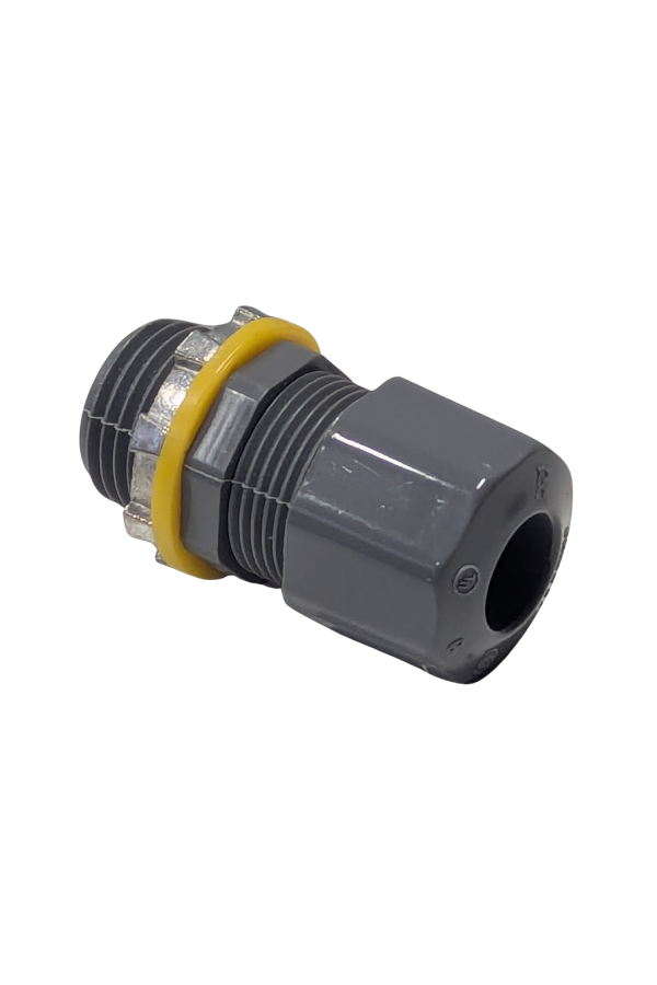 Strain Relief Cord Connector - 1/2" - Liquid Tight Nylon - Gray
