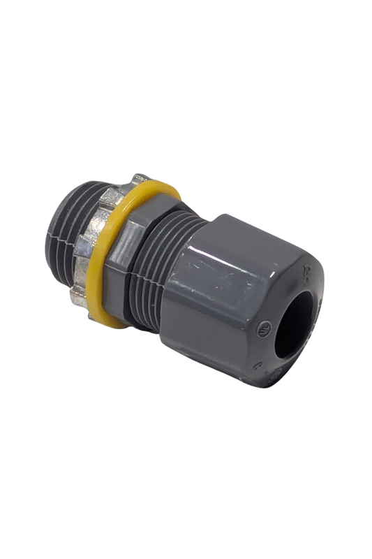 Strain Relief Cord Connector - 1/2" - Liquid Tight Nylon - Gray