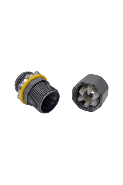 Strain Relief Cord Connector - 1/2" - Liquid Tight Nylon - Gray