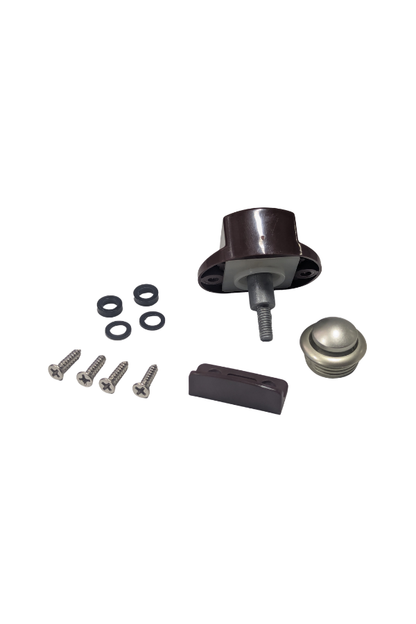 Concealed Push Knob Cabinet Lock System -Satin Nickel/Brown