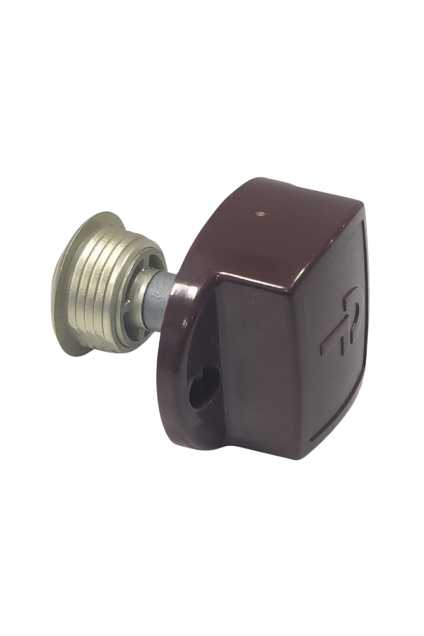 Concealed Push Knob Cabinet Lock System -Satin Nickel/Brown