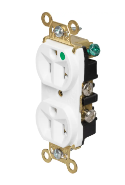 Receptacle - Heavy Duty Hospital-Grade Duplex  Back and Side Wire, 20A, 125VAC, White