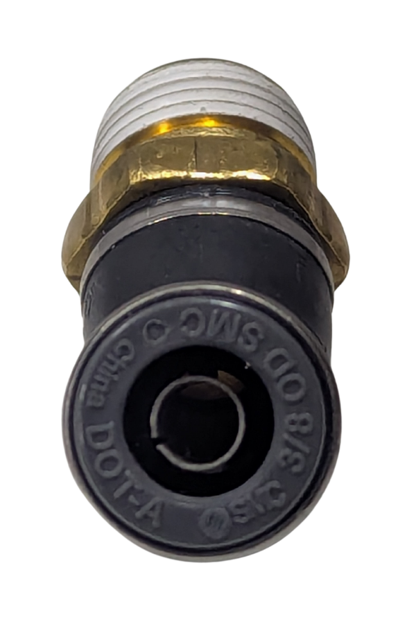 DOT Fitting - 3/8" Thread x 3/8" Push - 45 Degree Bend