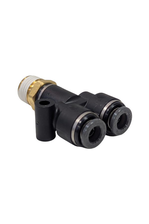 DOT Fitting - Male Branch Y - 1/4" Threaded NPT to 1/4" Push / 1/4" Push